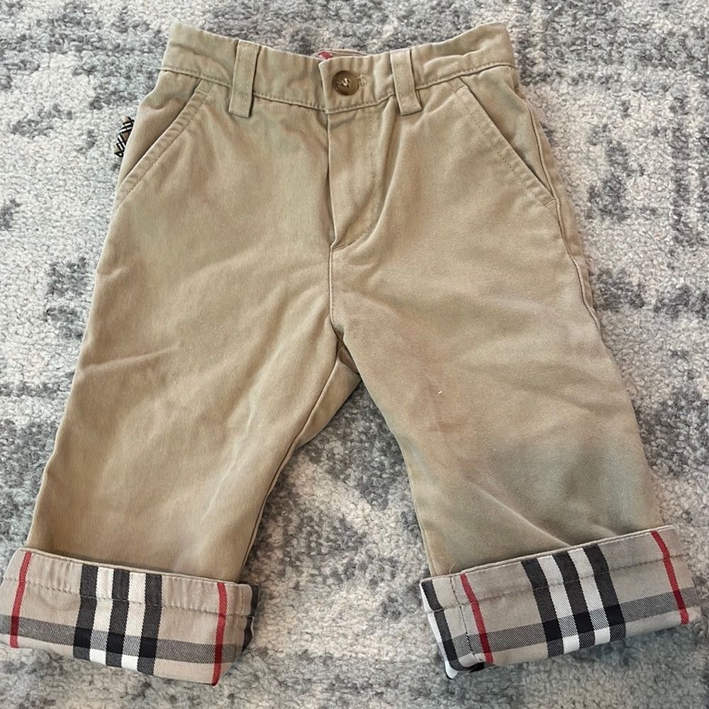 Burberry Tan Kids Chino Pants with Signature Check Cuff
